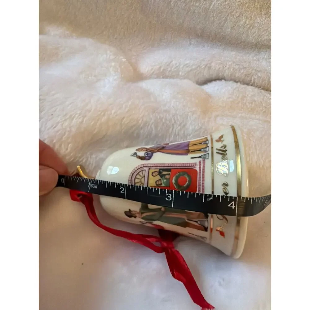 Lenox 1994 Musical Silver Bells Bell Christmas Ornament Porcelain Gold Trim